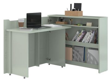 MIRJAN24 Schreibtisch Work Concept CW-01 (interne Regale), Klappbarer, mit Rollen zum einfacheren Aufklappen ausgestattet