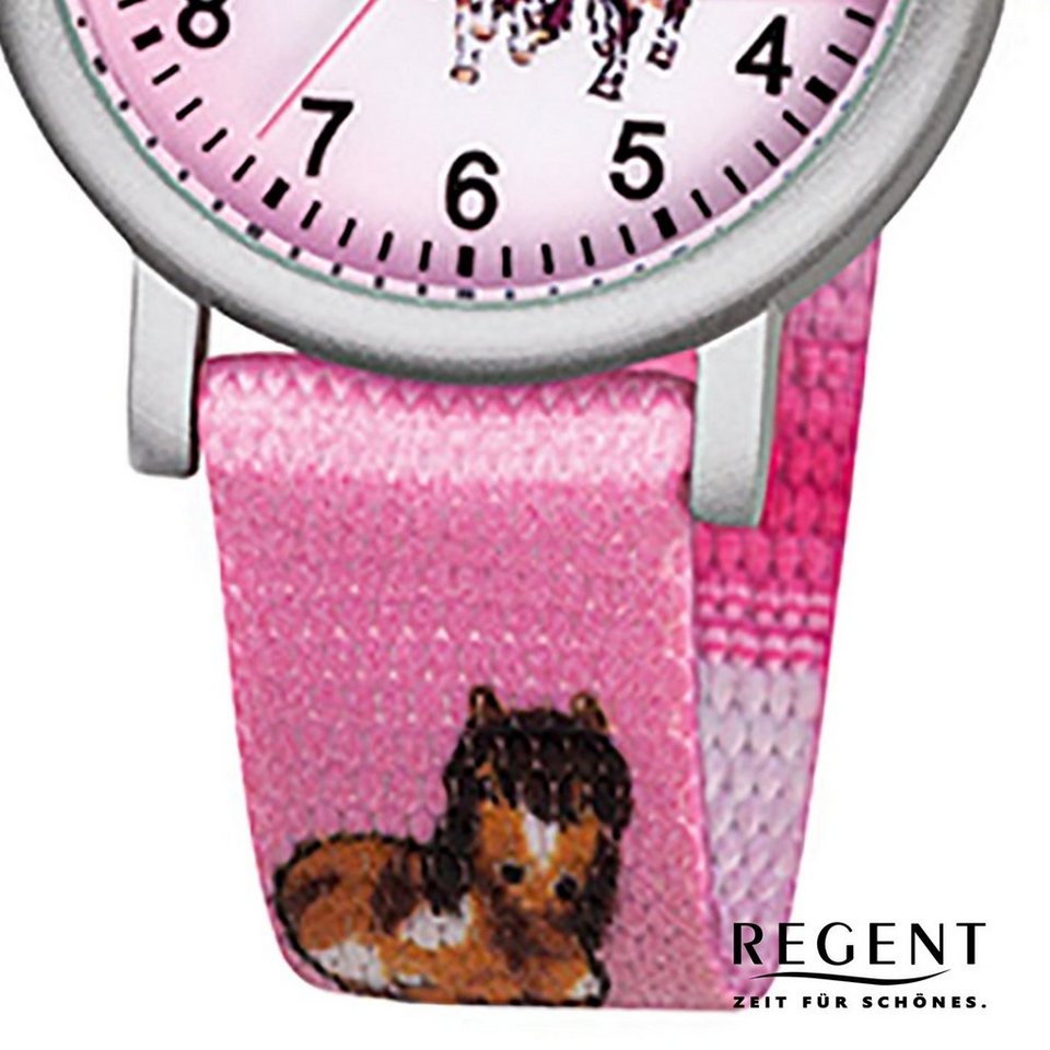 Regent Quarzuhr Regent Kinder-Armbanduhr rosa Analog F-729, Kinder  Armbanduhr rund, klein (ca. 29mm), Textilarmband