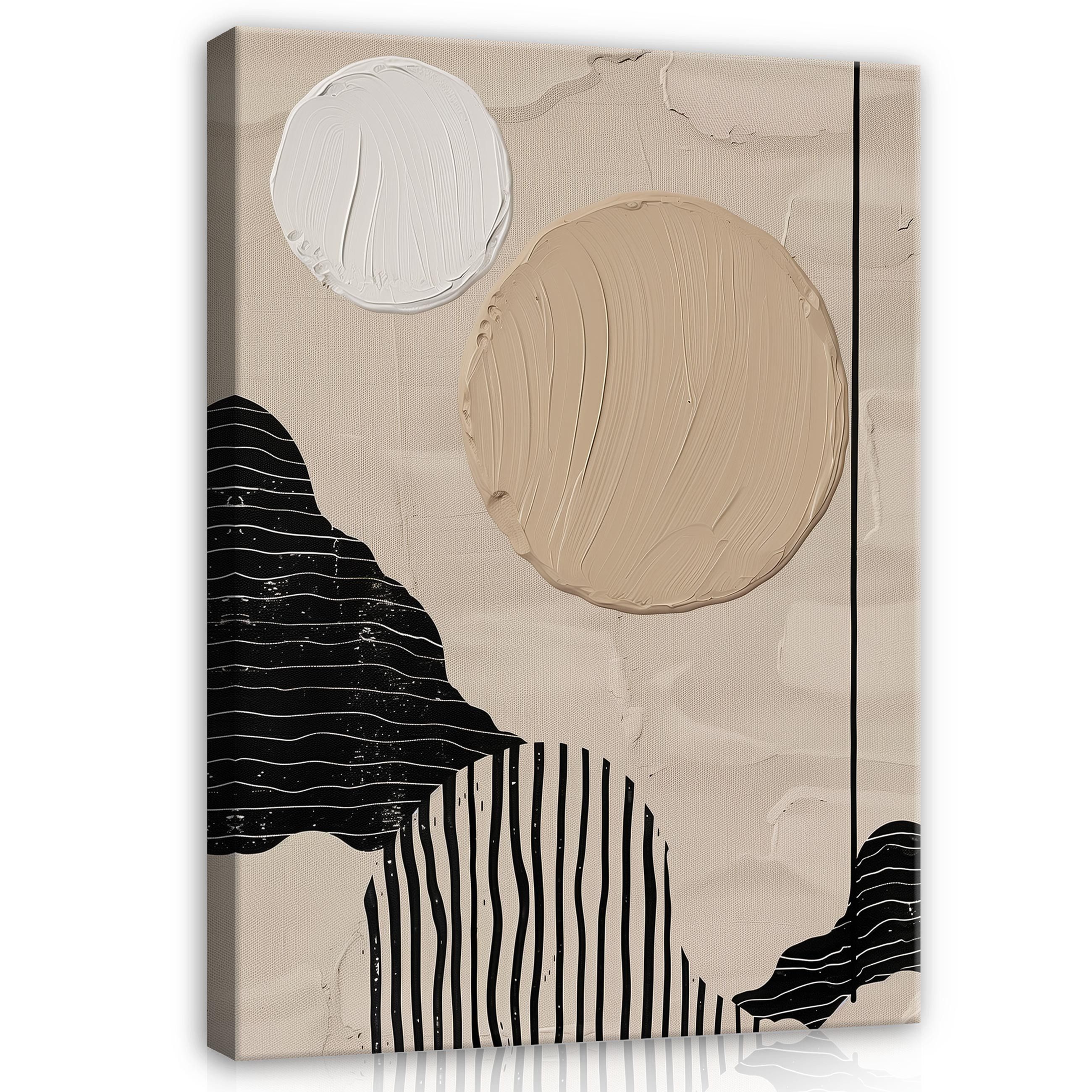 Leinwandbild Beige Abstrakt Boho Wandbilder XXL Wand Deko Bilder Modern