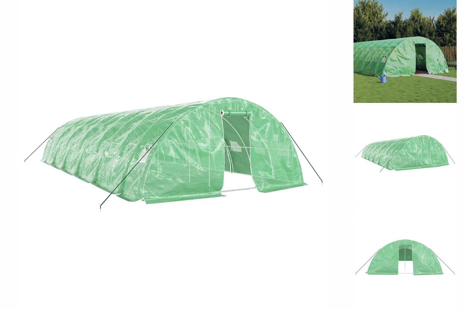 vidaXL Gewächshaus Foliengewächshaus Treibhaus Gewächshaus mit Stahlrahmen Grün 60 m² 12x grün | Rabatt: 24%