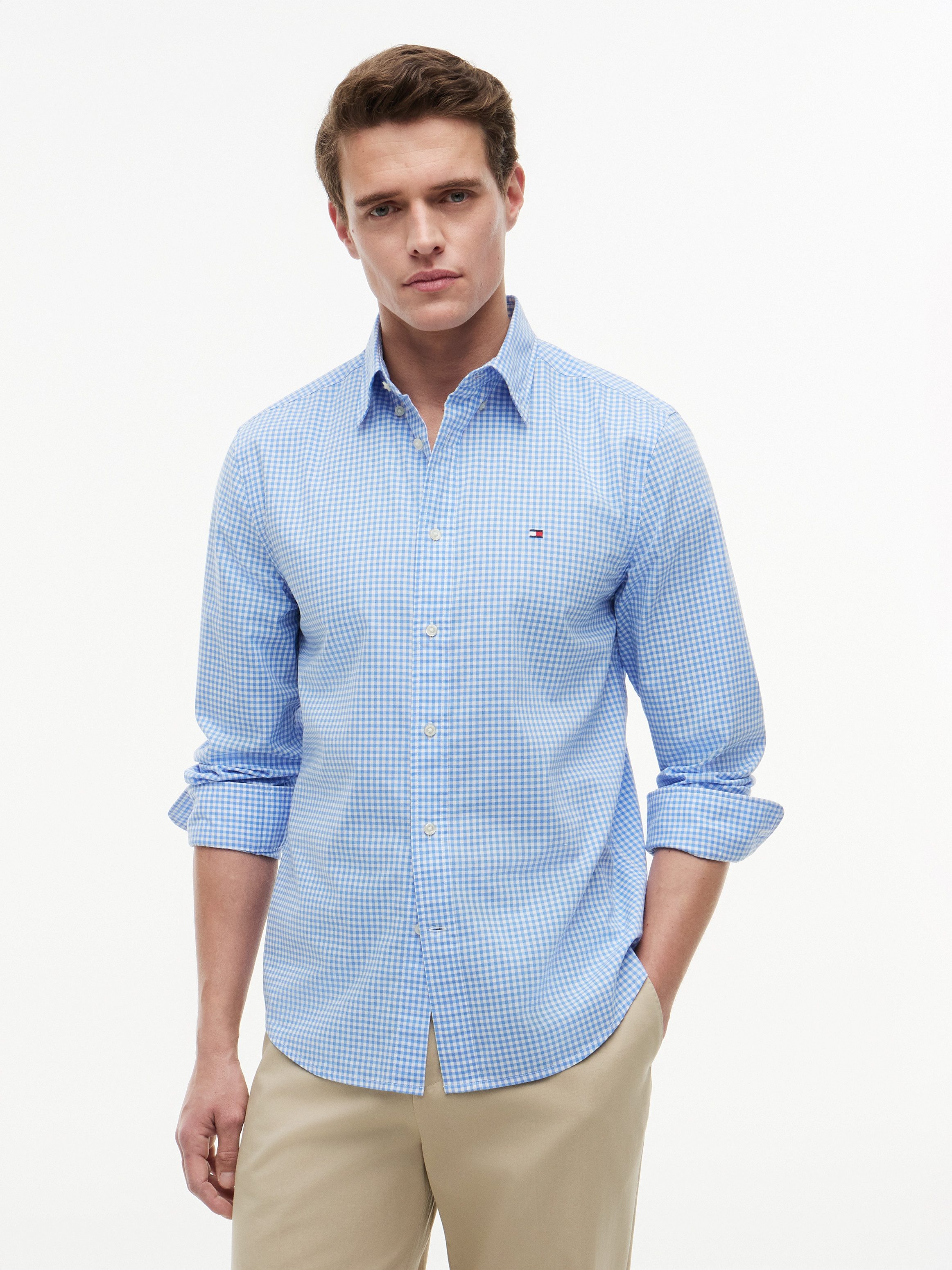 Tommy Hilfiger Langarmhemd FLEX POPLIN GINGHAM SHIRT Regular Fit Flex Cotton Gingham