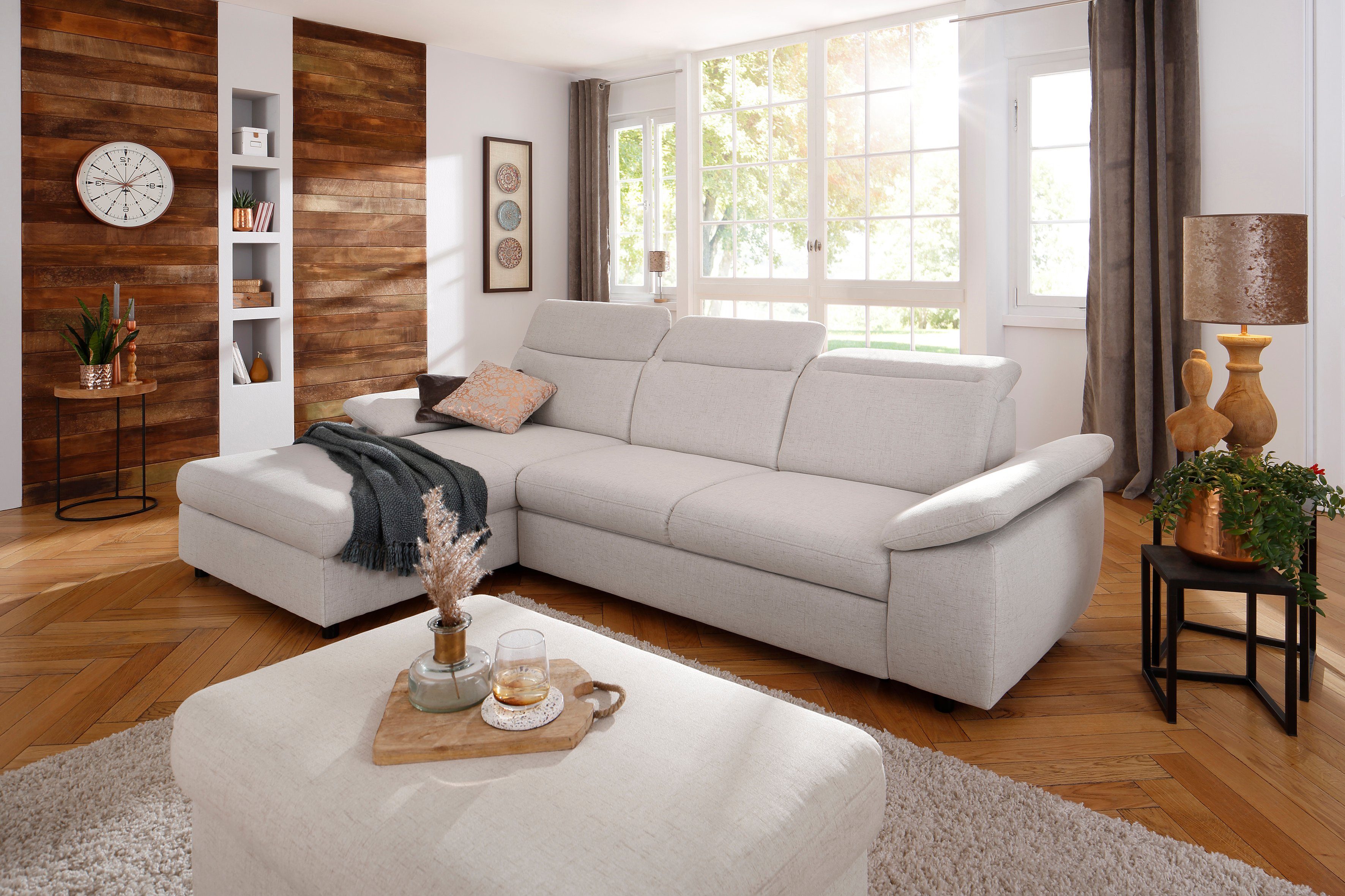 Home affaire Ecksofa Mauritius L-Form, mit Kopfteil- und Armlehnverstellung, mit Bettfunktion und Bettkasten