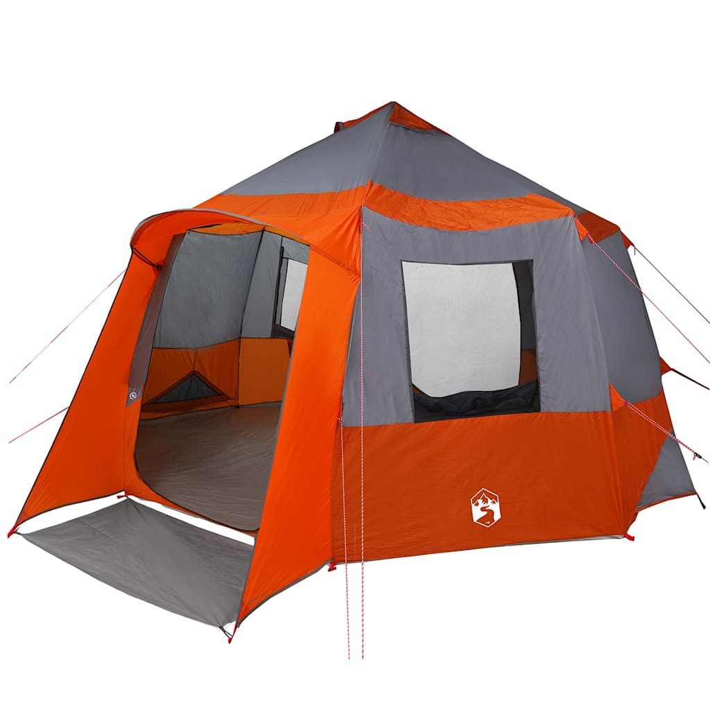 vidaXL Tunnelzelt Kabine Zelt 12-Personen Grau und Orange 405 x 405 x 273 cm, (1 tlg)