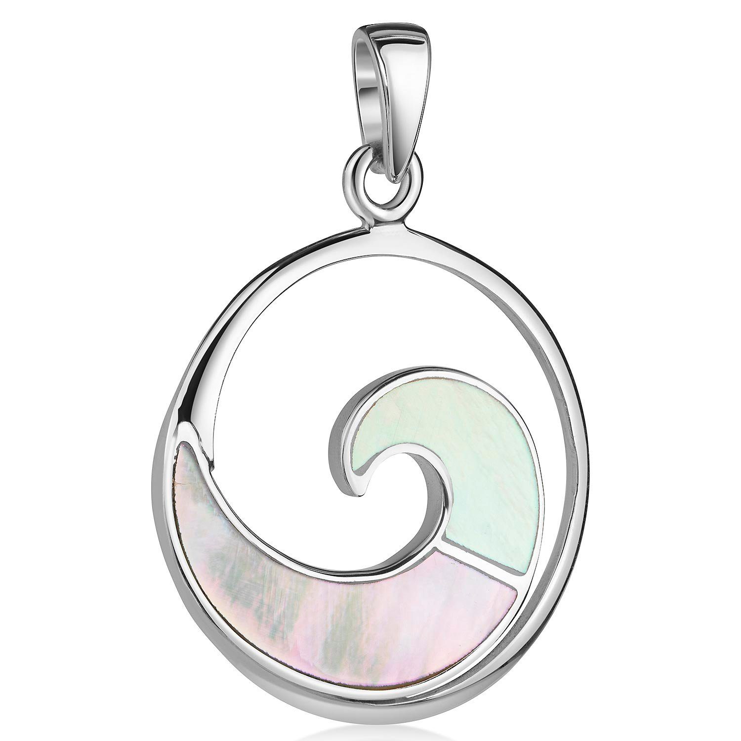 Materia Kettenanhänger Damen Silber Welle Perlmutt weiß schimmernd KA-508, günstig online kaufen