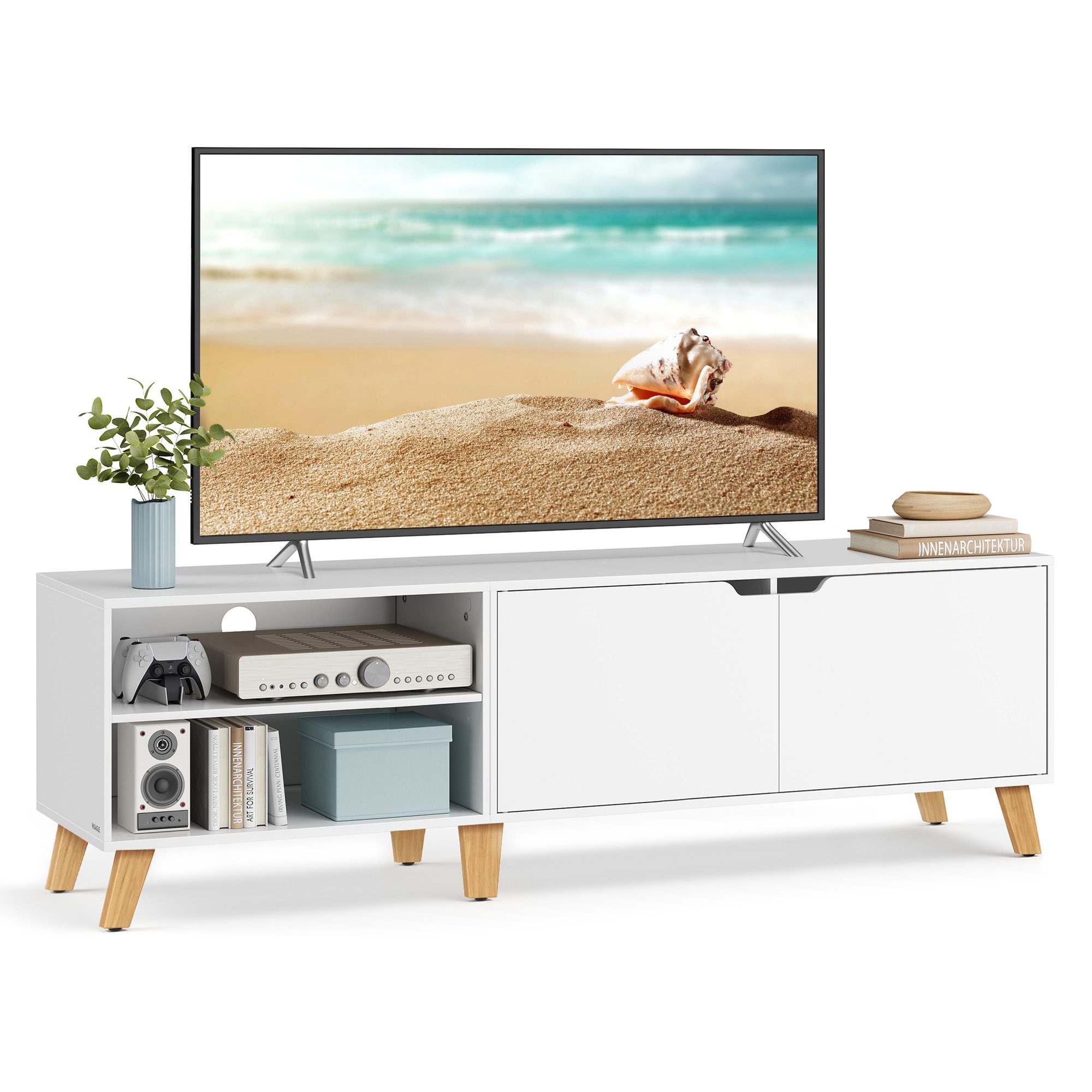 VASAGLE Lowboard TV-Schrank, Lange 160cm, für Fernseher bis zu 65 Zoll, bis 75 kg belastbar