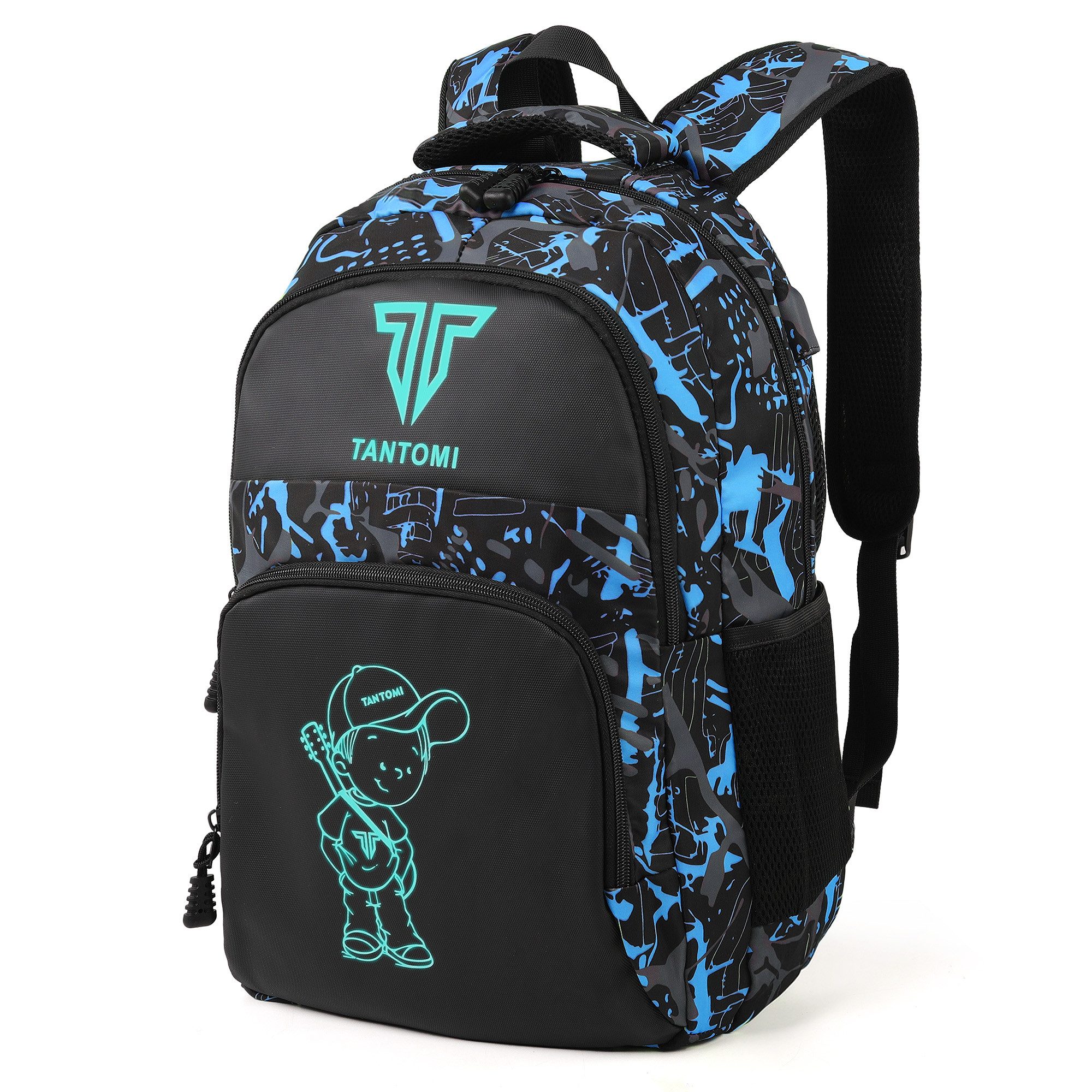 TAN.TOMI Schulrucksack Jungen Schulrucksack teenager schulranzen Jugendliche Daypacks, Reflektierender Wasserdicht Outdoor Camping Groß rucksack