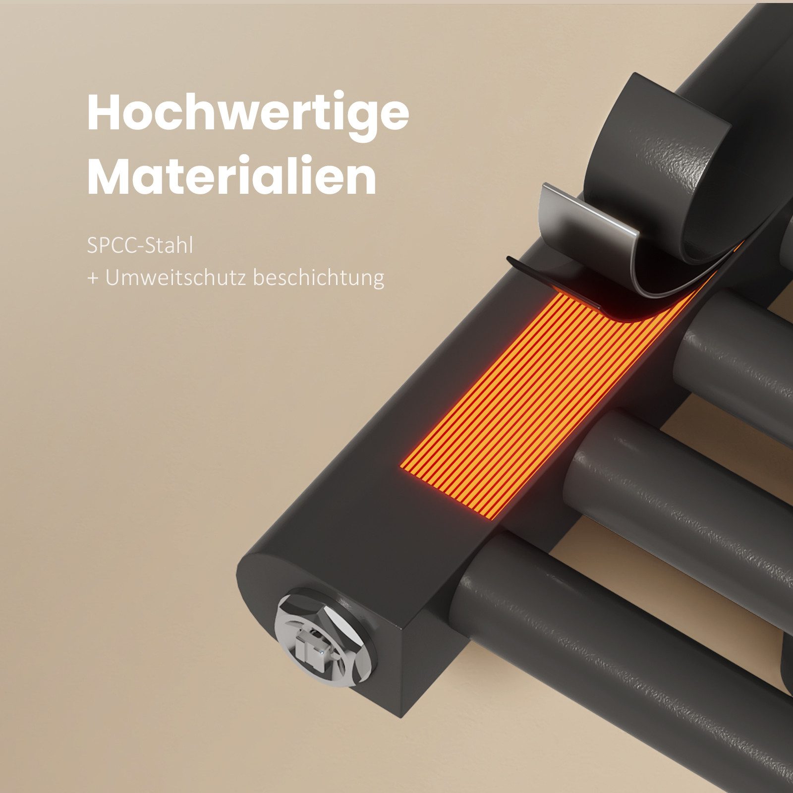 EMKE Badheizkörper Handtuchtrockner Handtuchwärmer Badheizkörper Anthrazit, Seiten- & Mittelanschluss Wandheizkörper