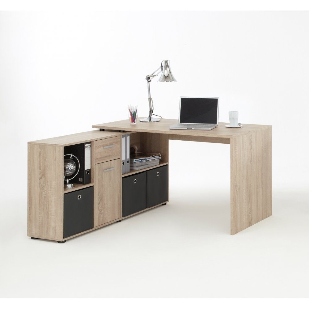 Dekor Lex Büro Möbel Bürotisch Sägerau Eiche Schreibtisch FMD Winkelkombination Schreibtisch