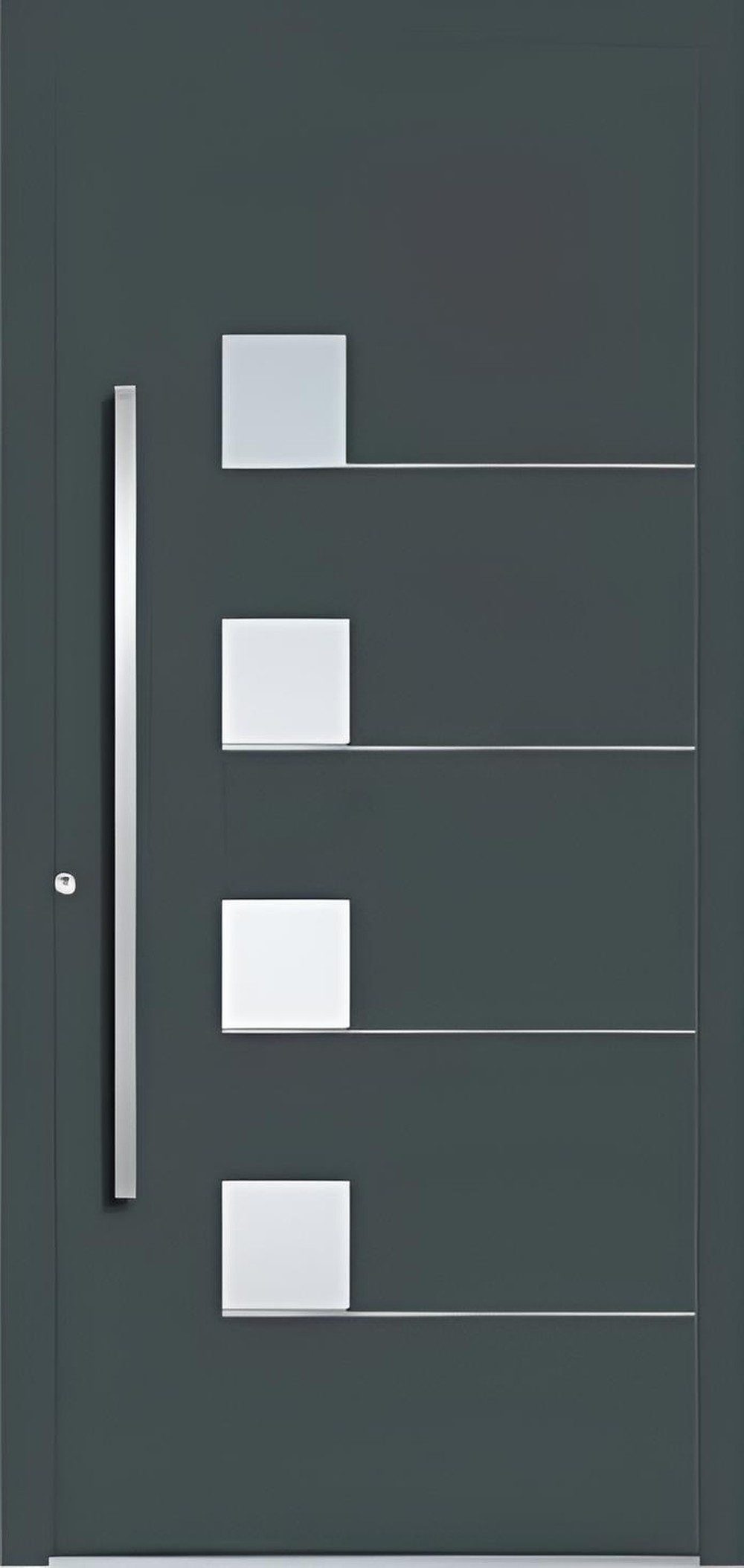 Xlmoebel Zimmertür Graue Aluminium-Zimmertür mit Milchglaseinsätzen im modernen Stil, Made in Europa