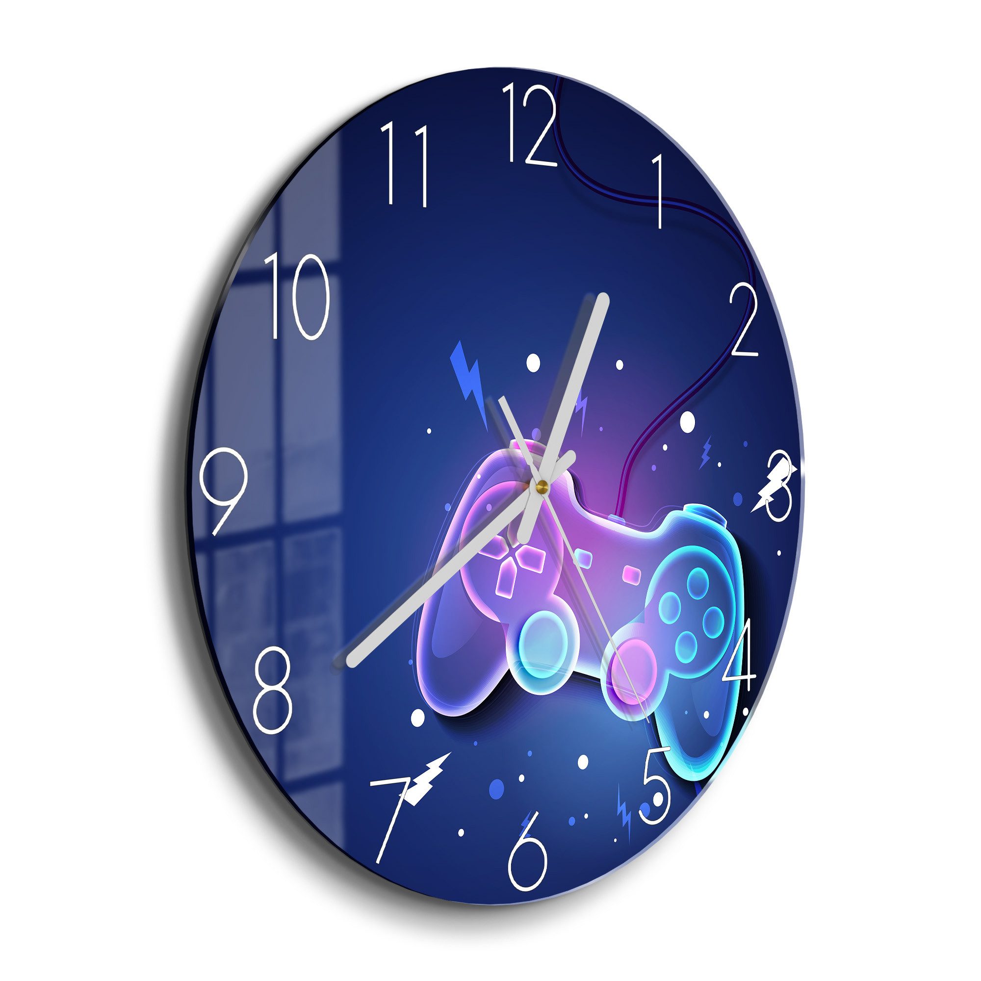 DEQORI Wanduhr 'Neon-Gaming-Dynamik' (Glas Glasuhr modern Wand Uhr Design K günstig online kaufen