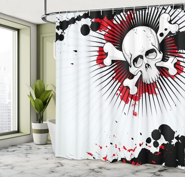 Abakuhaus Duschvorhang Moderner Digitaldruck mit 12 Haken auf Stoff Wasser Resistent Breite 175 cm, Höhe 180 cm, Halloween Schädelknochen Grunge