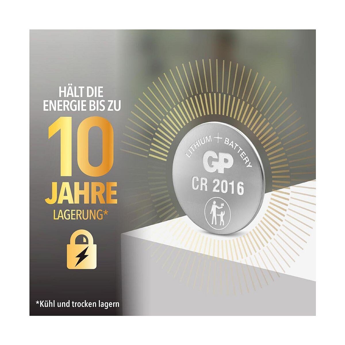 GP Batteries CR2016 Knopfzelle, (3 V, 5 St), 3 V, Lithium