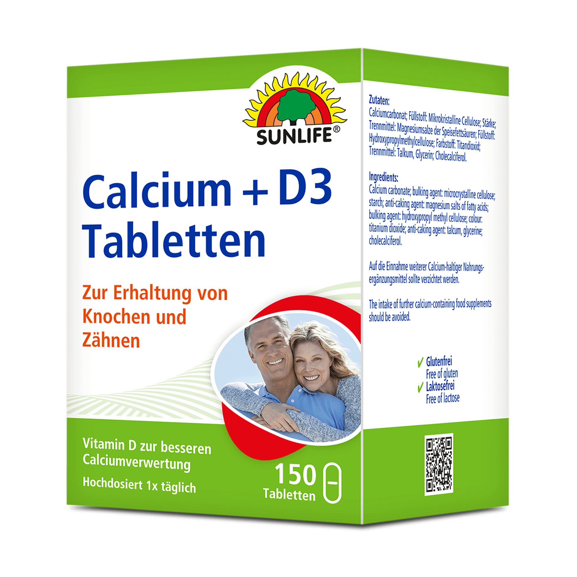 SUNLIFE SUNLIFE® Calcium + Vitamin D3 Tabletten hochdosiert Erhalt von Knochen 1 x täglich eine Tablette mit ausreichend Flüssigkeit schlucken