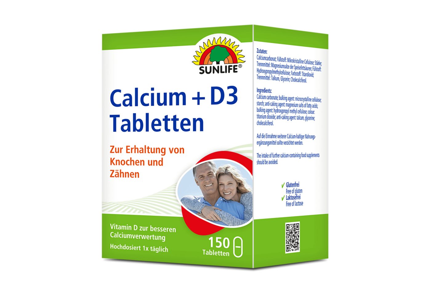 SUNLIFE SUNLIFE® Calcium + Vitamin D3 Tabletten hochdosiert Erhalt von Knochen 1 x täglich eine Tablette mit ausreichend Flüssigkeit schlucken