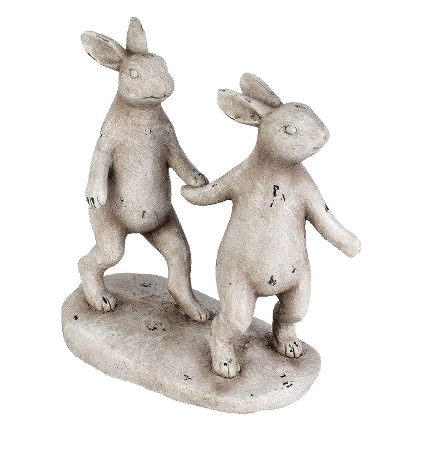Kaufhaus le petit Osterhase Hase Hasen Paar auf Platte Osterhase Dekohase Deko Figur Skulptur, Dekofigur aus Polyresin, Wetterfest