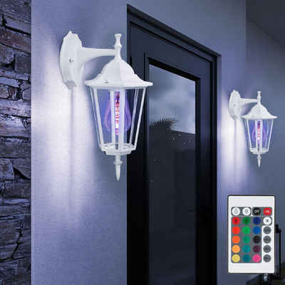 V-TAC Außen-Wandleuchte, Leuchtmittel inklusive, Warmweiß, Farbwechsel, 2er Set Wand Leuchten Beleuchtungen Glas Lampen Fernbedienung im Set