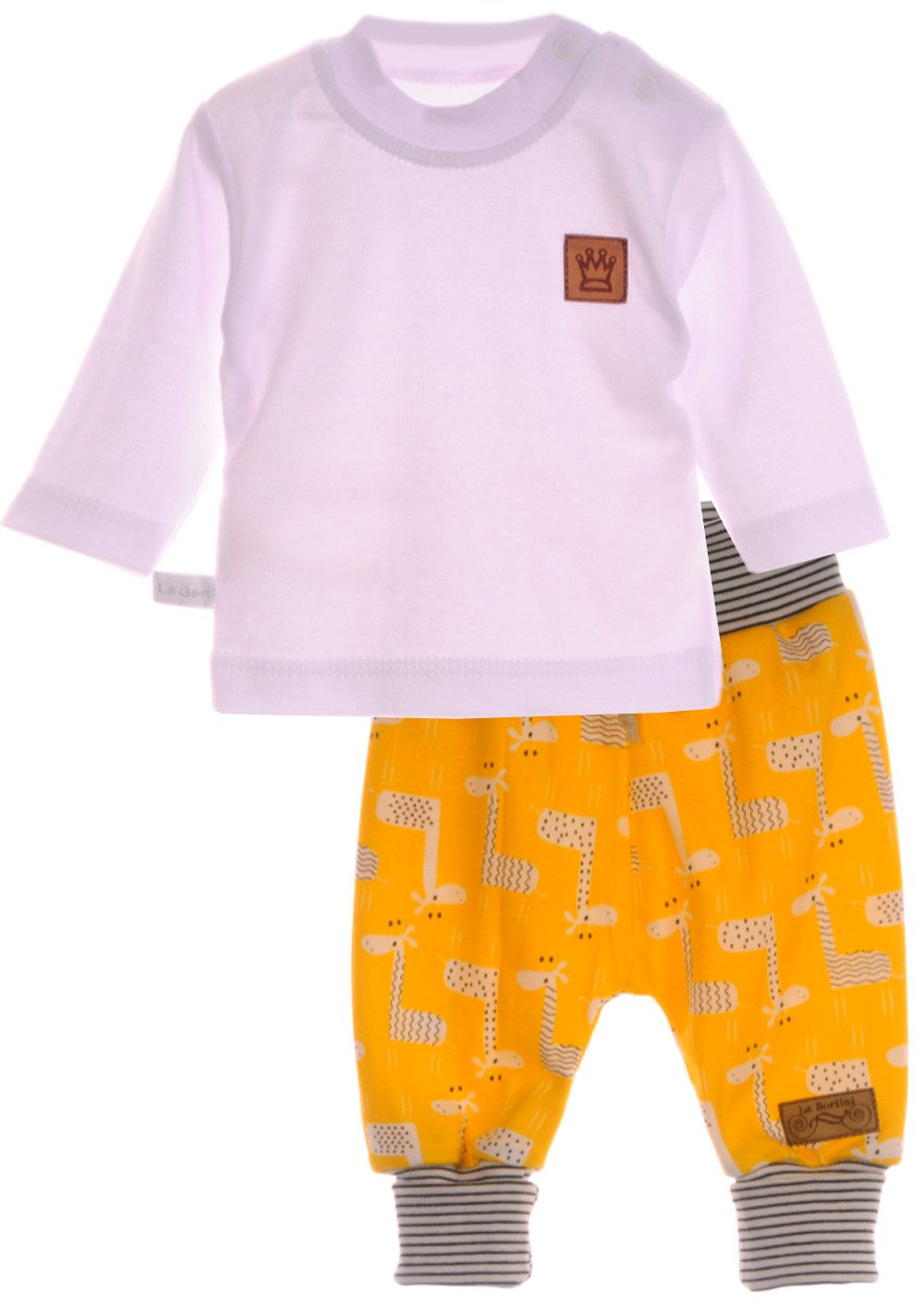 La Bortini Langarmshirt & Hose Baby Anzug Shirt Mitwachshose neutral Erstlingsset für Neugeborene (2-teilig Schlupfhose Hemdchen Kombi) neutral, für Jungen und Mädchen 44 50 56 62 68 74 80