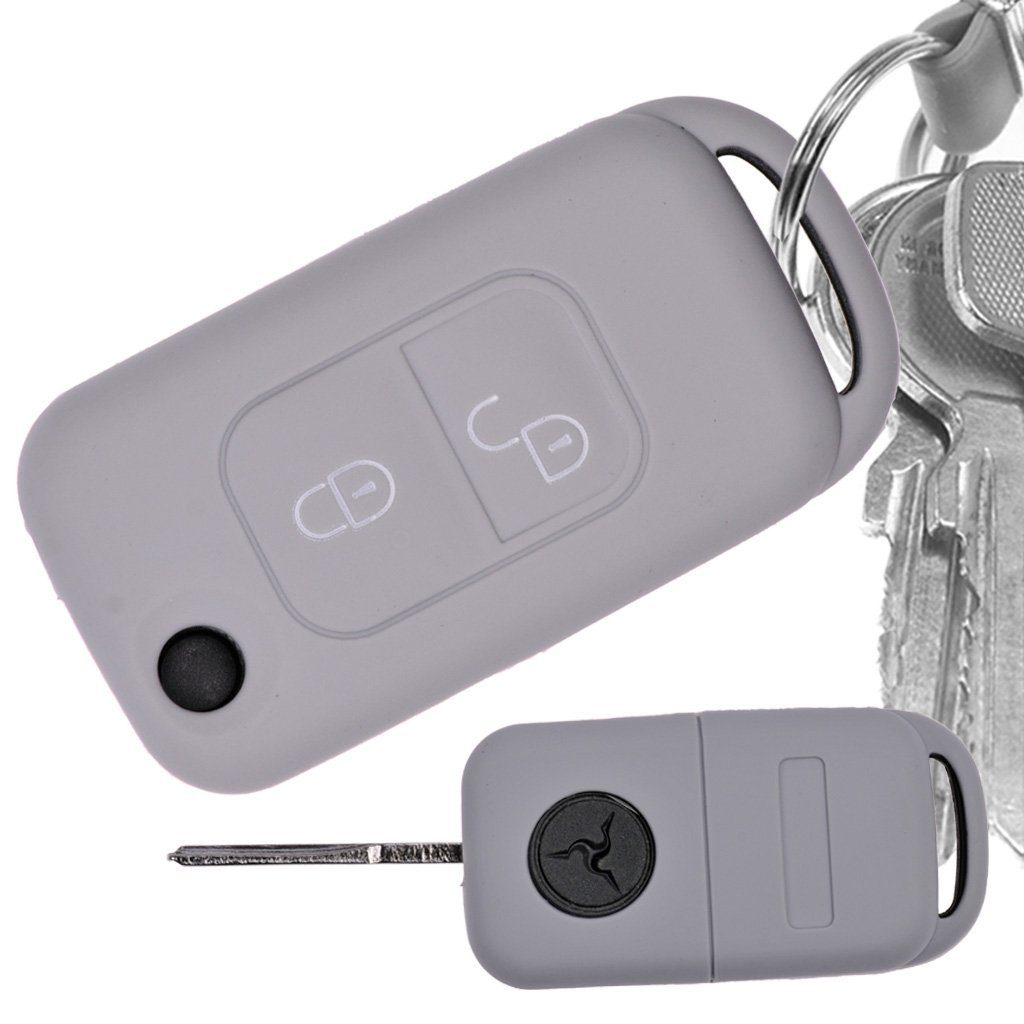 Klappschlüssel Softcase Schutzhülle Mercedes Grau, R170 2 A-Klasse W168 SLK Silikon Schlüsseltasche Tasten Autoschlüssel mt-key Benz für