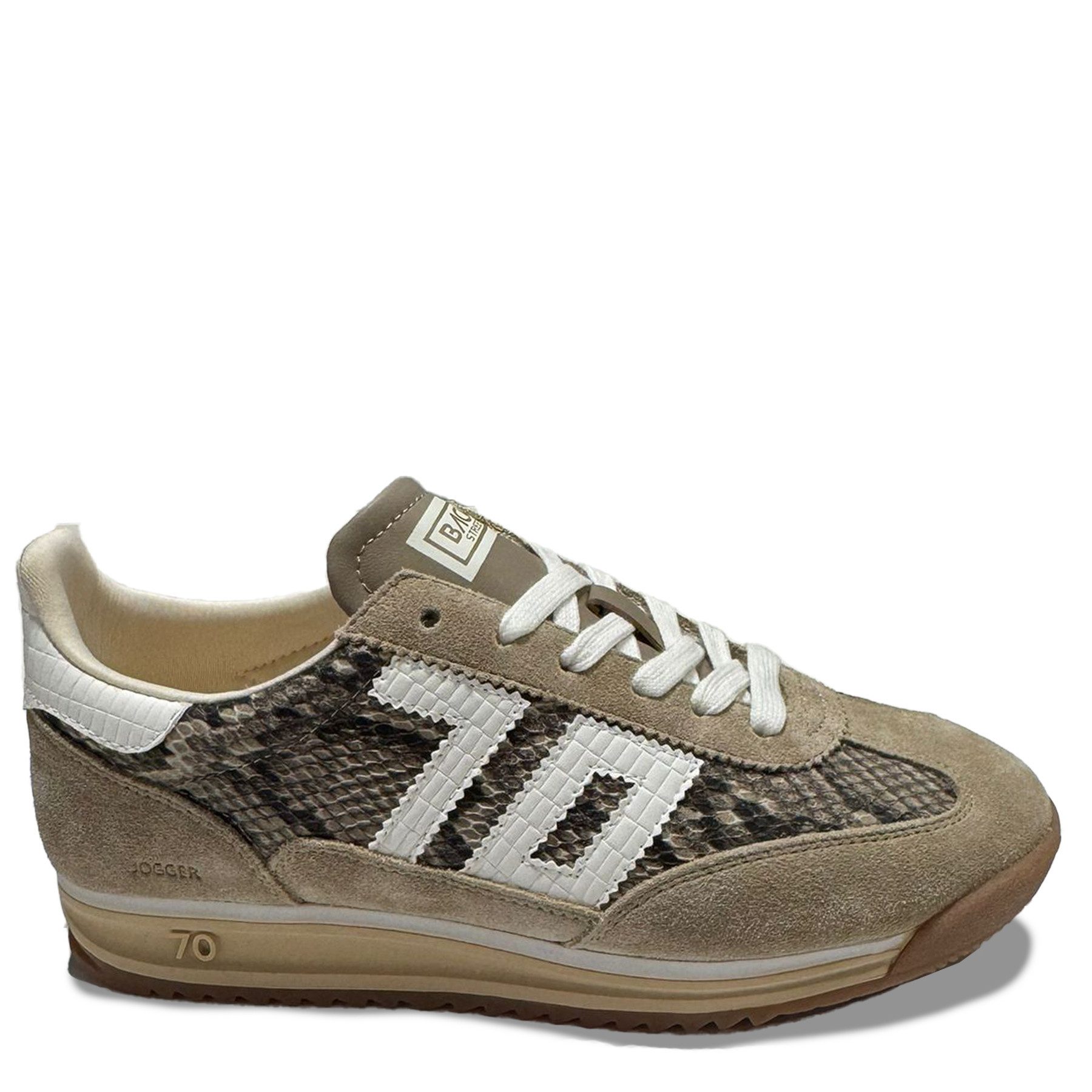 Back 70 Sneaker JOGGER aus Velourleder - Beige Snake Milk Sneaker