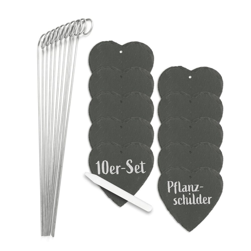 Hoberg Gartenstecker (10-St) Schiefer-Pflanzschilder Herz-Form