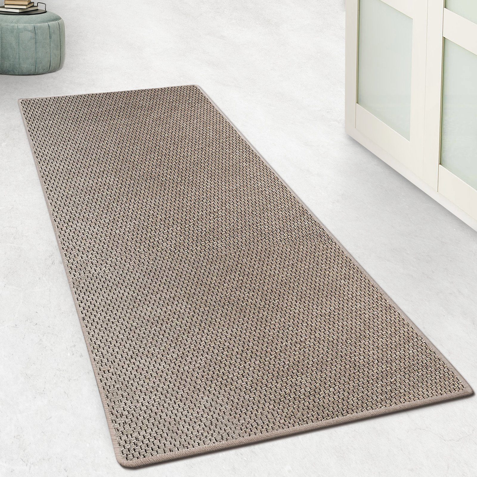 Läufer Kalkutta, Teppichläufer, Flur Sisal Läufer als Teppich, Floordirekt, rechteckig, Höhe: 5 mm, für Küche, Schlafzimmer oder Wohnzimmer geeignet, bis zu 2000cm Länge