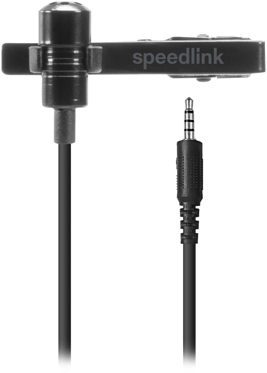 Speedlink Mikrofon SPES Clip-On Ansteckmikrofon mit Halteklipp, Rauschunterdrückung, mit Klinkenstecker
