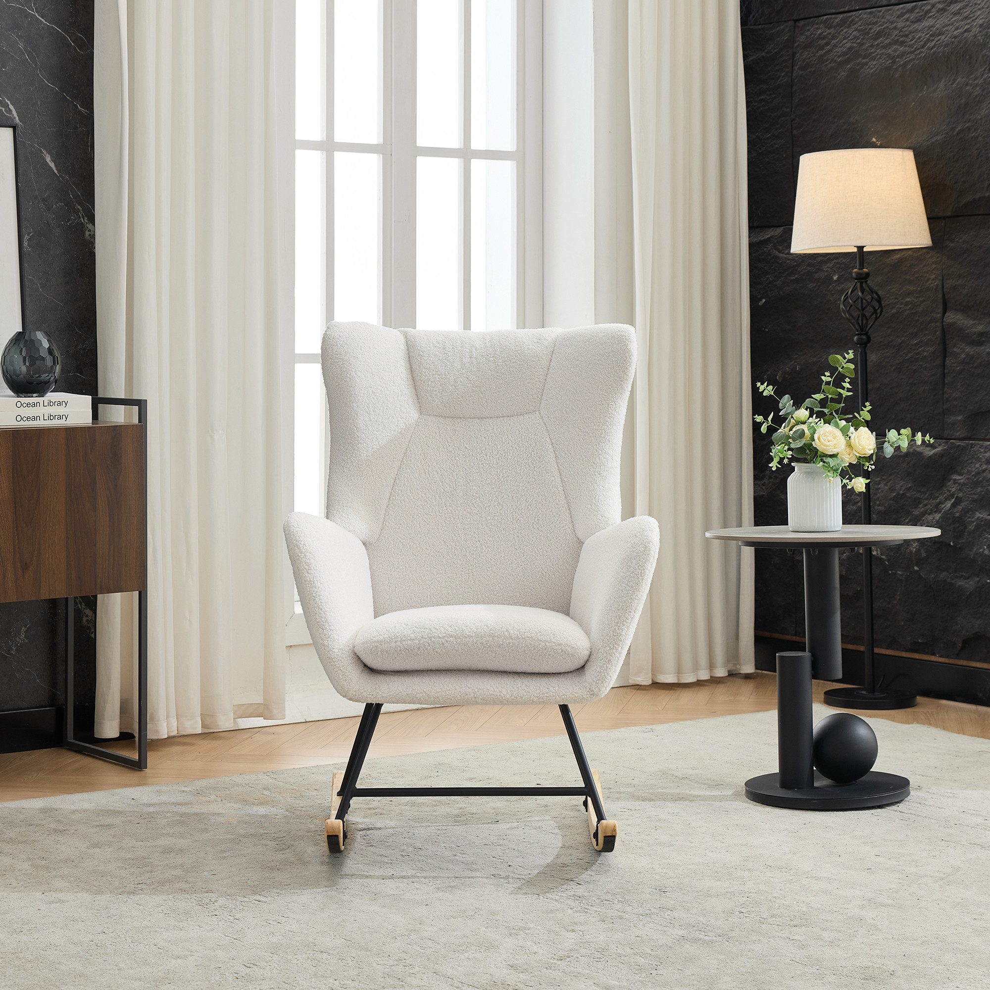 REDOM Schaukelstuhl Relax-Sessel Set mit Fußhocker (Schwingsessel, Ruhesess günstig online kaufen