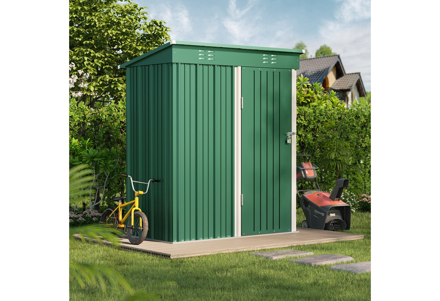 Thumbnail - Bealife Gartenhaus Robuster Metall-Gartengeräteschuppen 180 x 162 x 95 cm, robust und wasserdicht