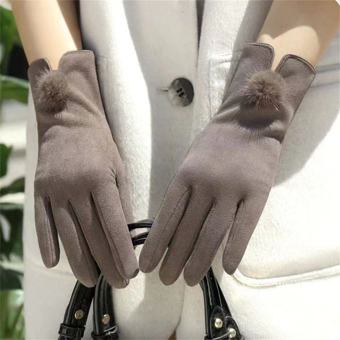 DÖRÖY Fleecehandschuhe Damen Wintermode gepolsterte Kamel Touchscreen-Handschuhe warme Handschuhe