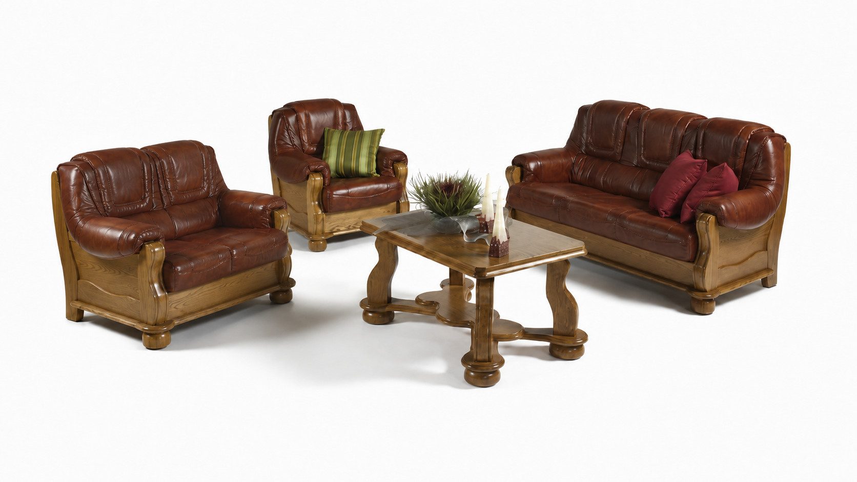 Xlmoebel Polstergarnitur Klassische Ledersofa-Garnitur in hochwertiger Verarbeitung, (Ledersofa-Garnitur, 3-tlg., Sofagarnitur 3+2+1 Sitzer 4069424879292), Hergestellt in Europa