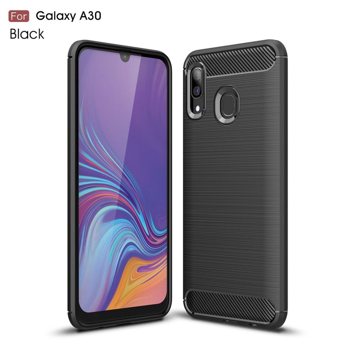 CoverKingz Handyhülle Hülle für Samsung Galaxy A30 Handyhülle Schutzhülle  Silikon Case, Carbon Look Brushed Design