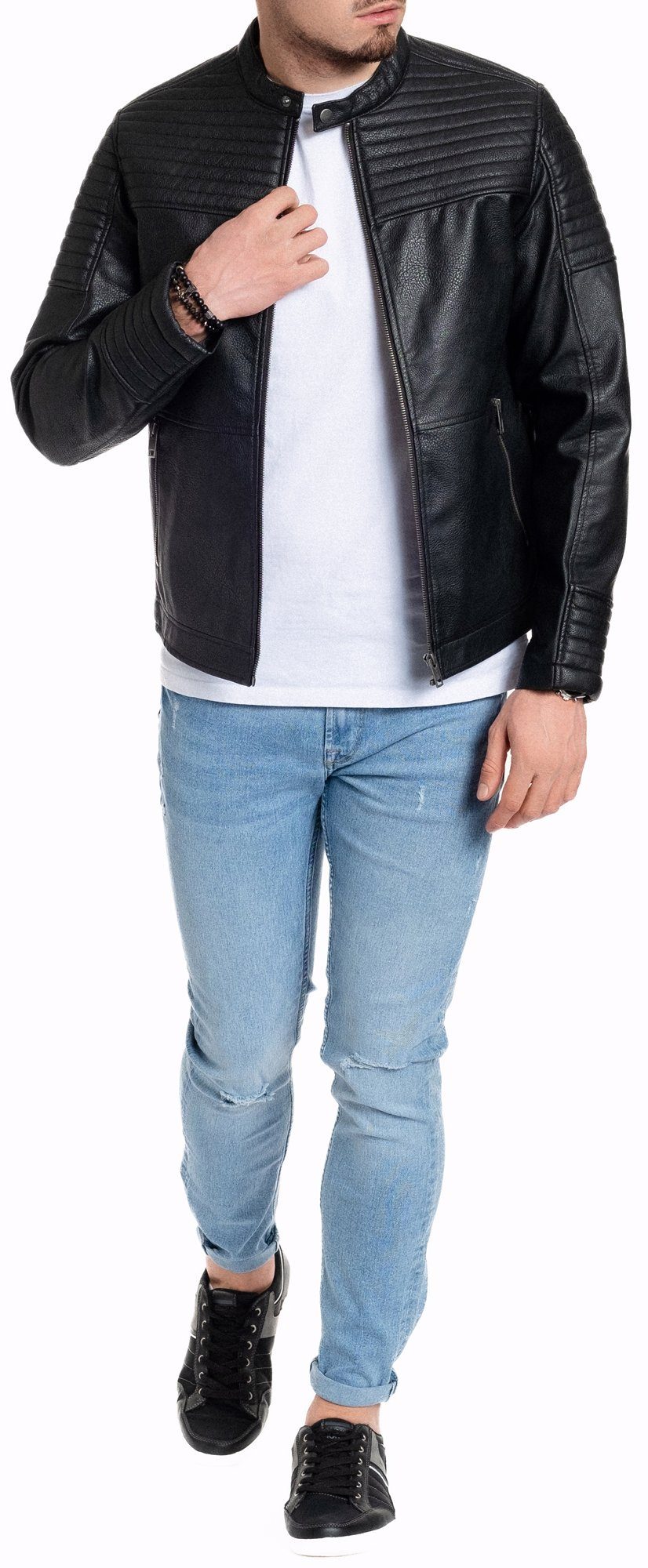 gesteppt Jack Bikerjacke Smith & Jones Lederjacke