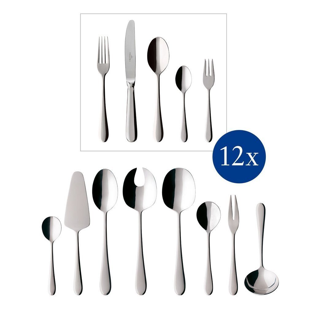 Villeroy & Boch Besteck-Set Oscar Tafelbesteck 68tlg. 44x29x9cm (68-tlg), 12 Personen, Edelstahl