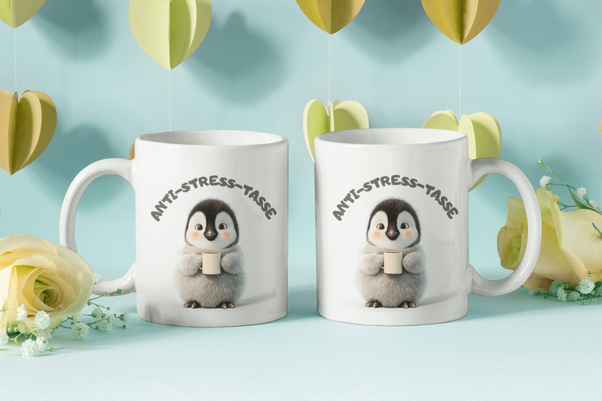 WS-Trend Tasse Anti Stress Pinguin Kaffeetasse Teetasse Tasse Geschenkidee 325 ml, Keramik