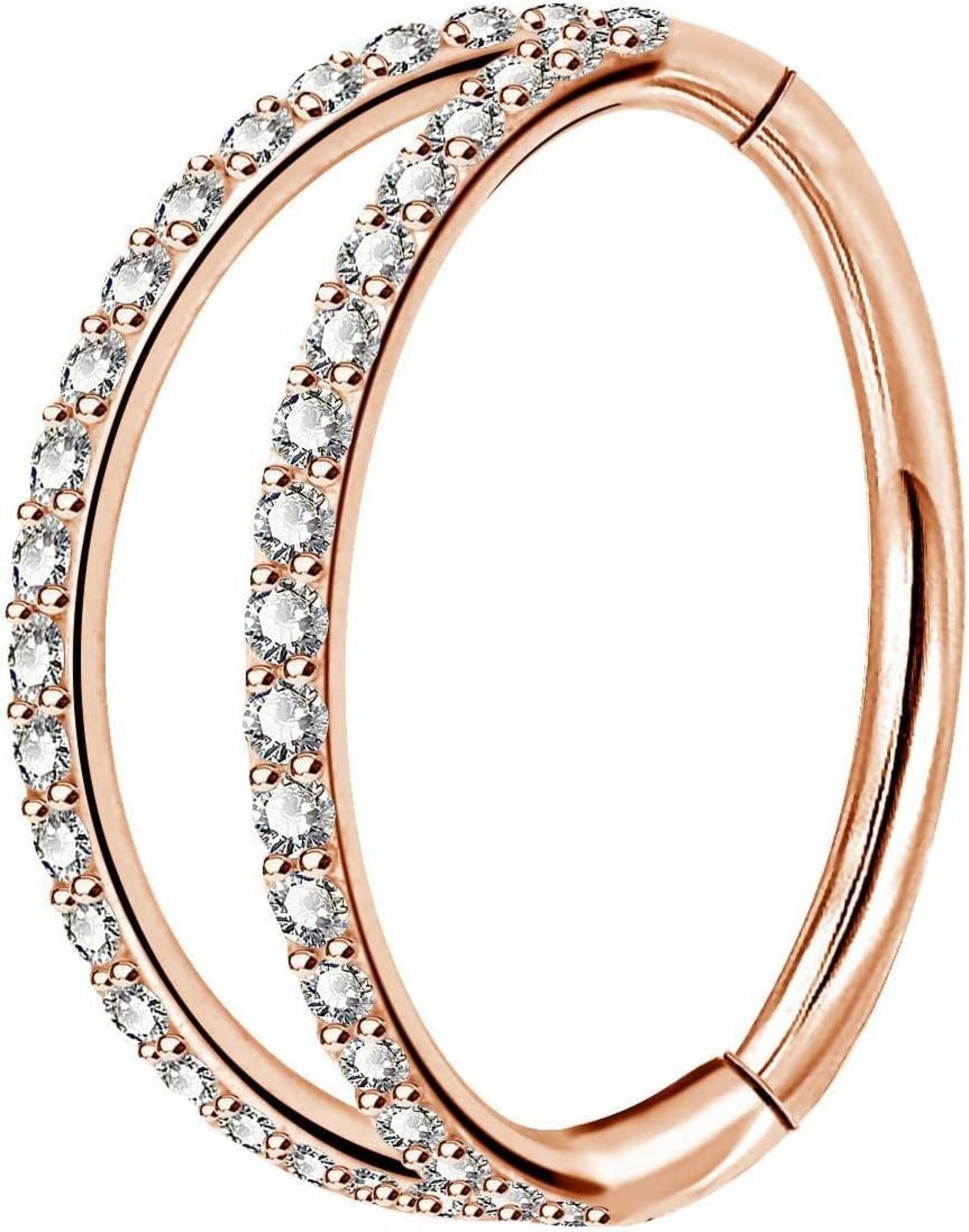 Intimpiercing Helix Earrings Hoop Double Line Clear CZ Paved Cartilage Piercing 316L