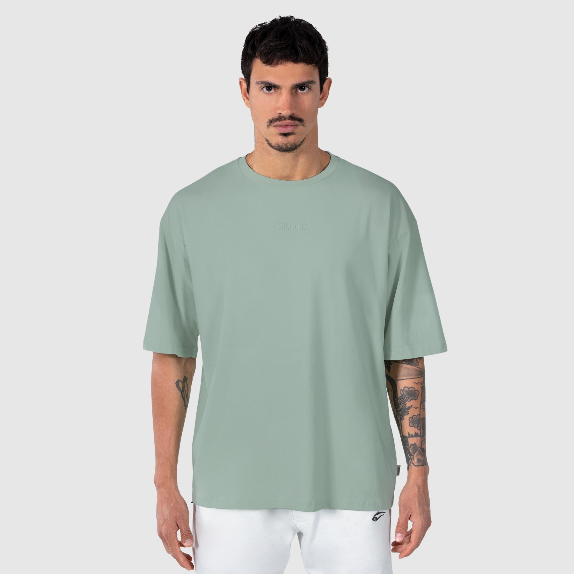 Smilodox T-Shirt Ronald Oversize, 100% Baumwolle Khaki