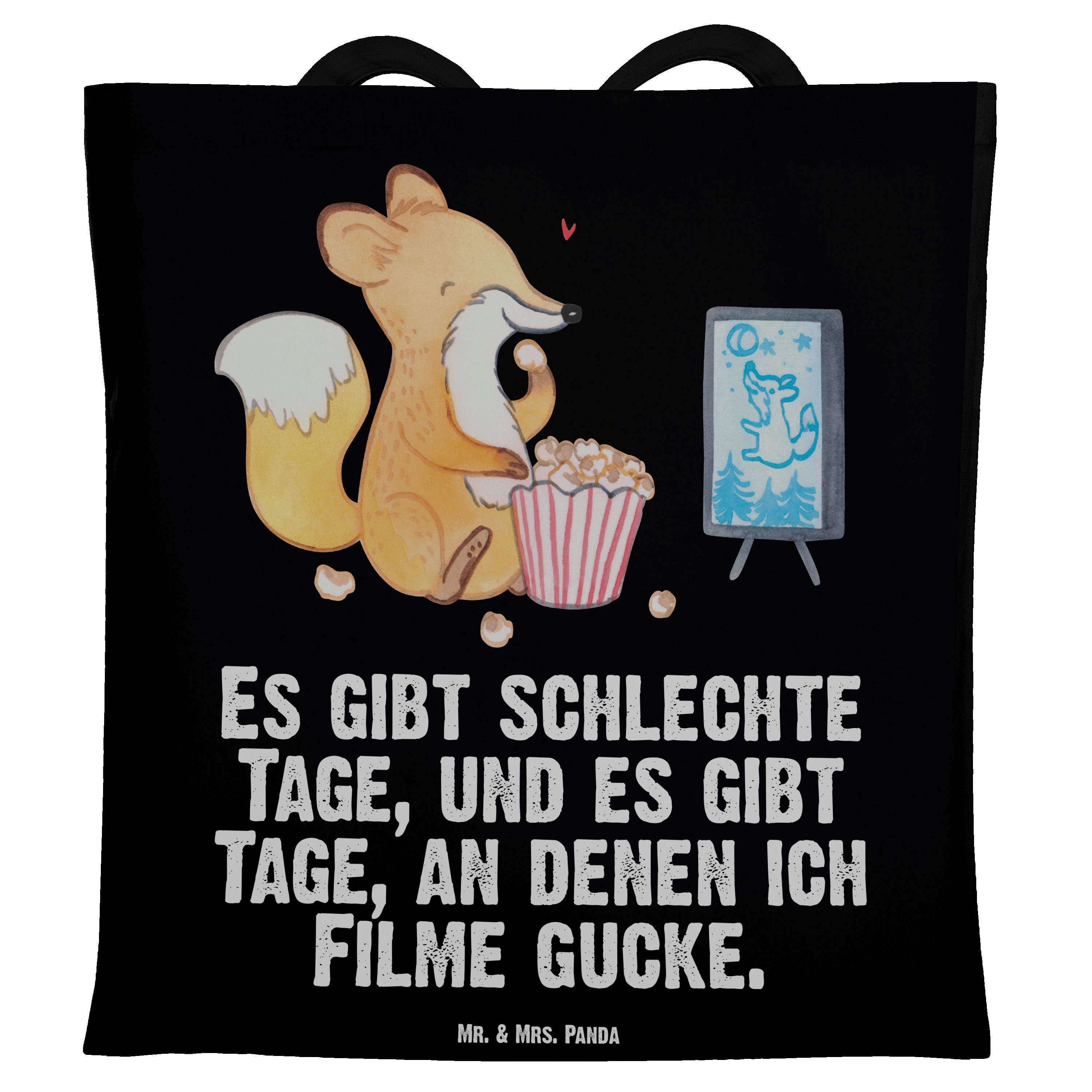 - Tage gucken Panda Geschenk, Filmabend, & Beutel, Filme Stof - (1-tlg) Mrs. Mr. Schwarz Tragetasche Fuchs