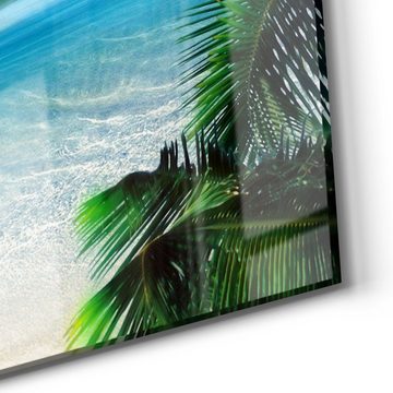 DEQORI Glasbild 'Einsamer Palmenstrand', 'Einsamer Palmenstrand', Glas Wandbild Bild schwebend modern