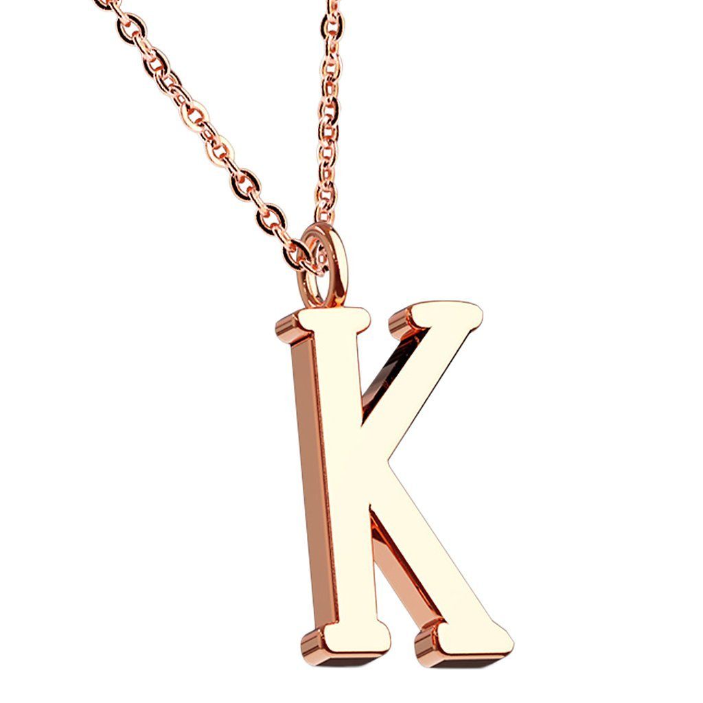 Kette mit Anhänger Damen Halskette Buchstabe Anhänger Kette Roségold Vergoldet A-Z
