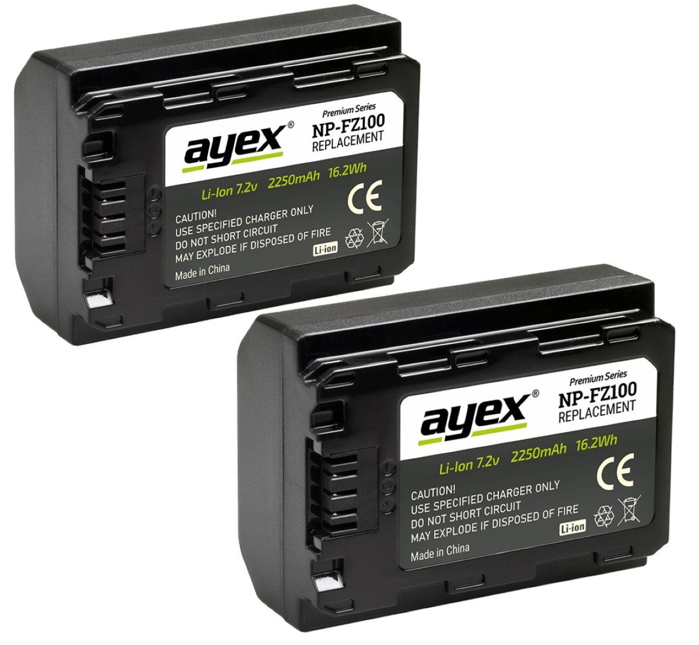 ayex 2x NP-FZ100 Akku für Kamera-Akku Sony Dual- Ladegerät 1x USB