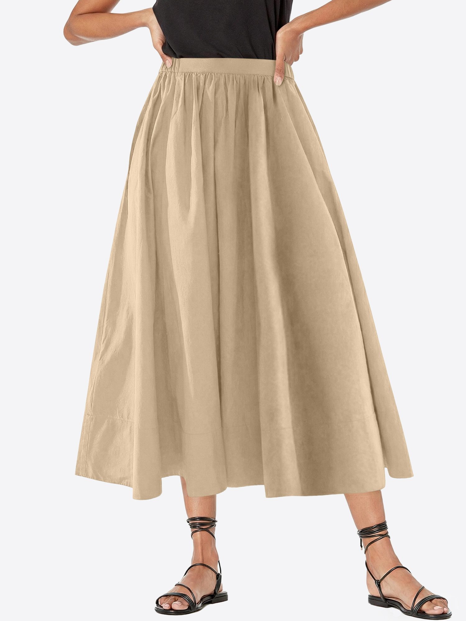 Imily Bela Midirock Damen Elastischer Hochtaillierter Boho-Rock (Packung, 1-tlg., 1per-Pack) mit Taschen