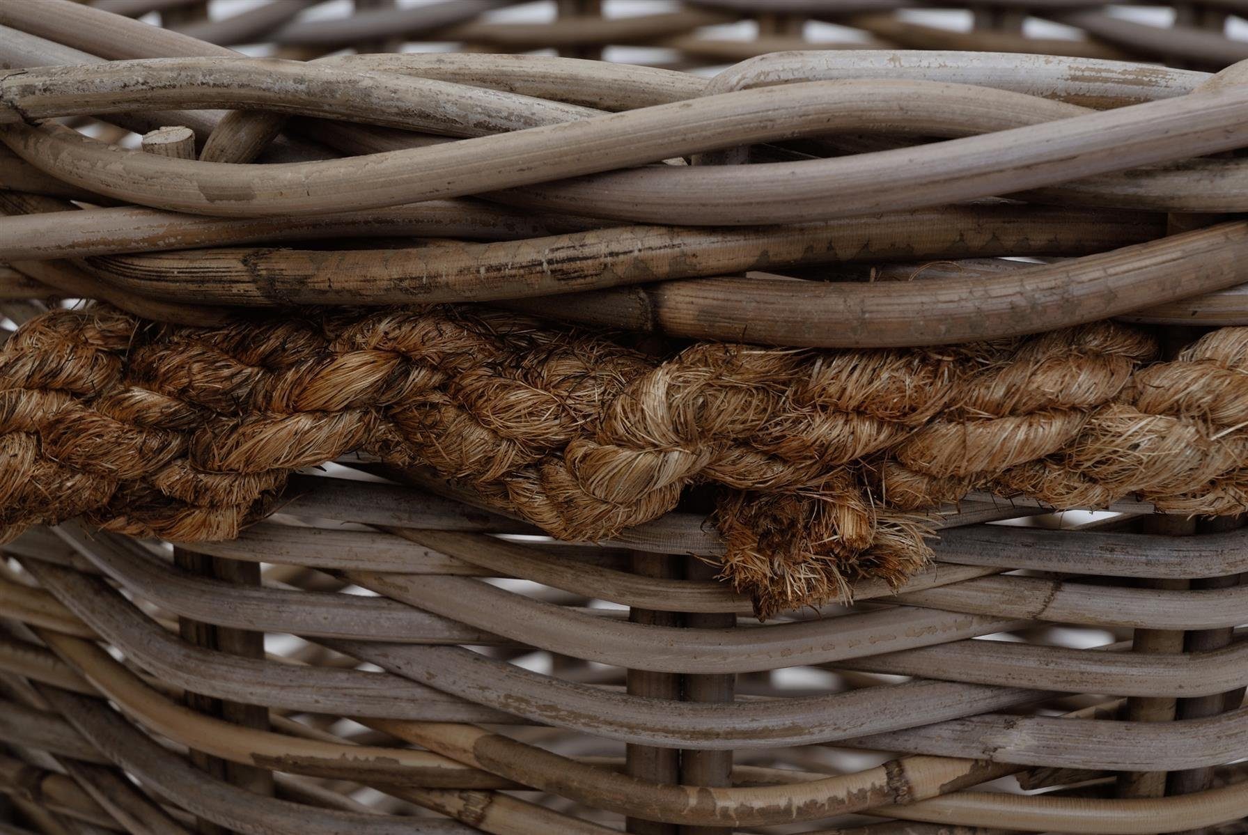 Krines Home Übertopf Großer Pflanzkorb Holzkorb rund Rattan Gartenkorb Grau Natur, mit Seilgriffen, geflochten Korb Übertopf Dekorationskorb – Bild 5 von 5