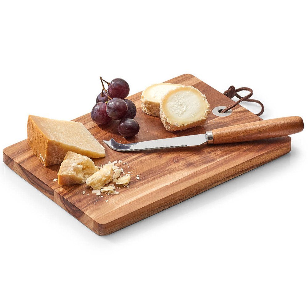 Zeller Present Schneidebrett Käse-Servier-Set 2-teilig Akazie, Akazienholz,  (2-St., 1x Schneidebrett, 1x Käsemesser), Käseplatte Schneidebrett  Käsemesser