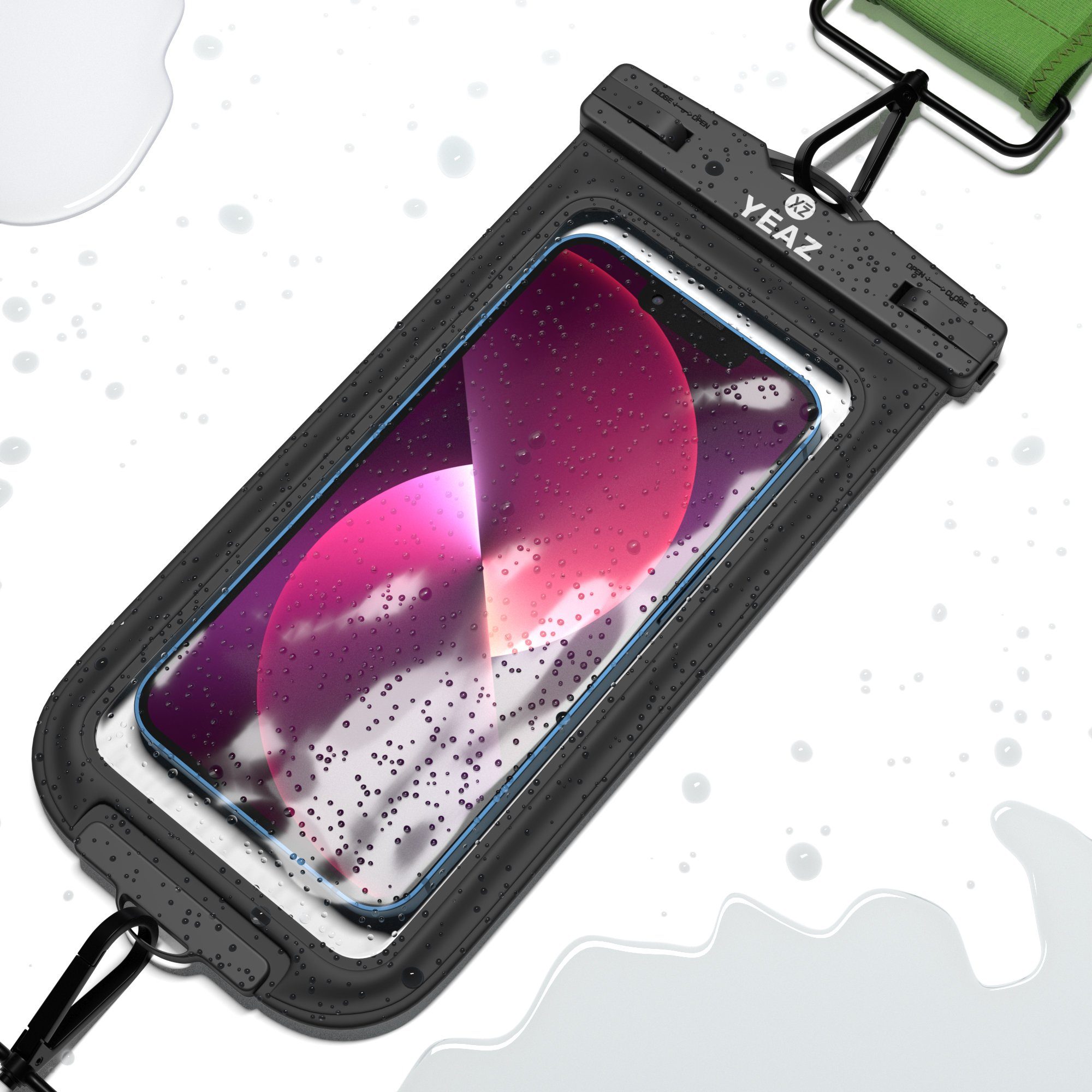 YEAZ Case zum Umhängen OCEAN SHOT Neopren-Gurt mit Handytasche, Neopren-Gurt mit Handytasche