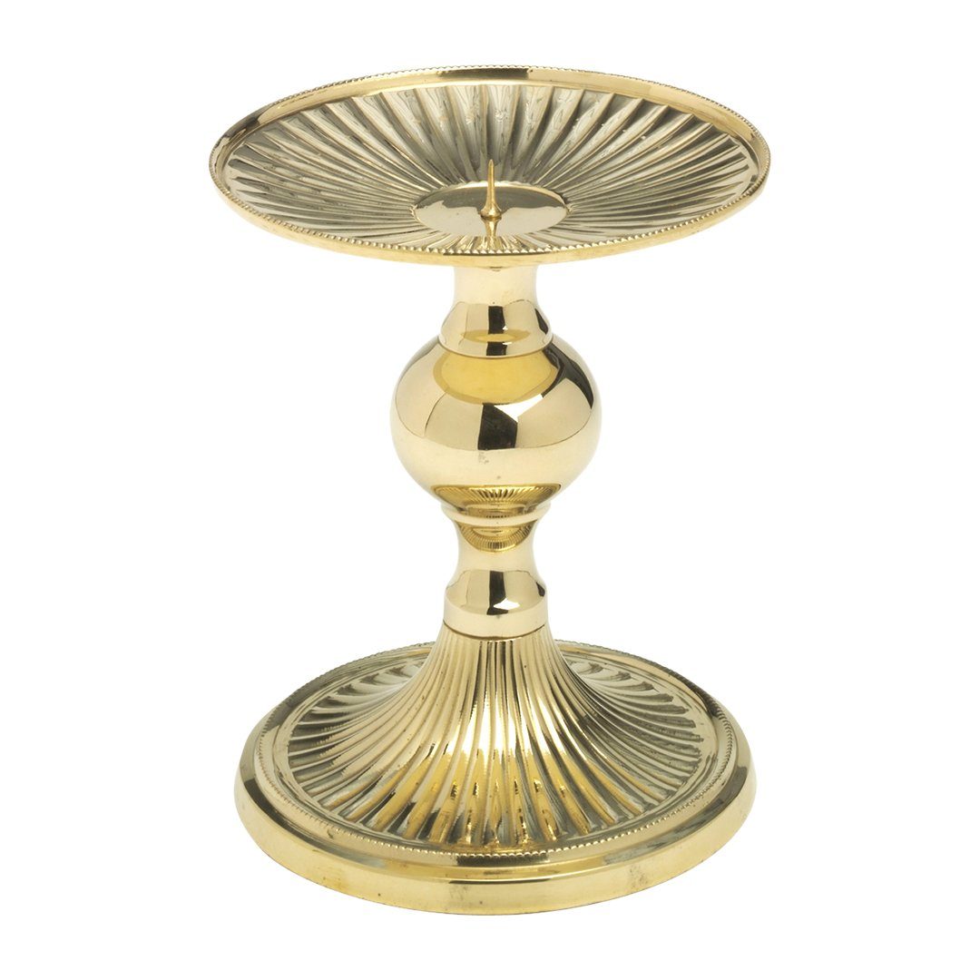 NKlaus Kerzenständer Glanz Scheibenleuchter Messing Gold Höhe 15cm Kerz