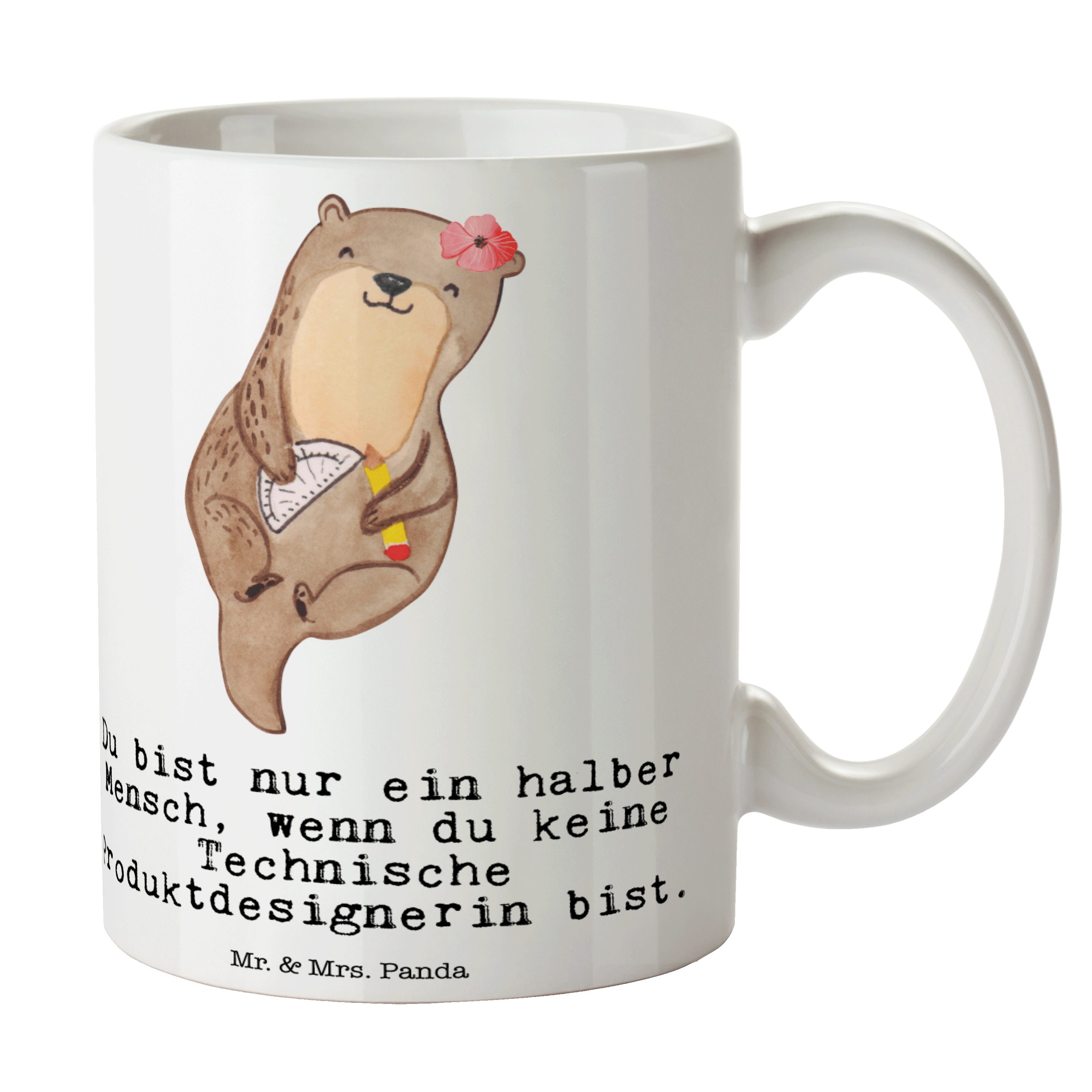 Mr. Weiß Mrs. - Keramik Panda Technische Geschenk, & Produktdesignerin mit - Herz Tasse Kaffeebecher,