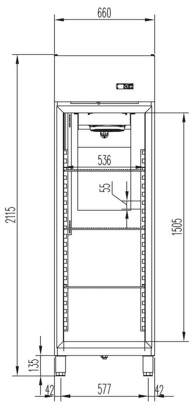 GastroHero Gefrierschrank Tiefkühlschrank 610 Liter, Edelstahl, GN 2/1, 2 Türen, Gastronomie TKSN-PROFI700, 202.5 cm hoch, 85 cm breit