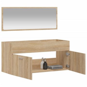 vidaXL Badezimmer-Set Badschrank mit Spiegel Sonoma-Eiche Holzwerkstoff, (1-St)