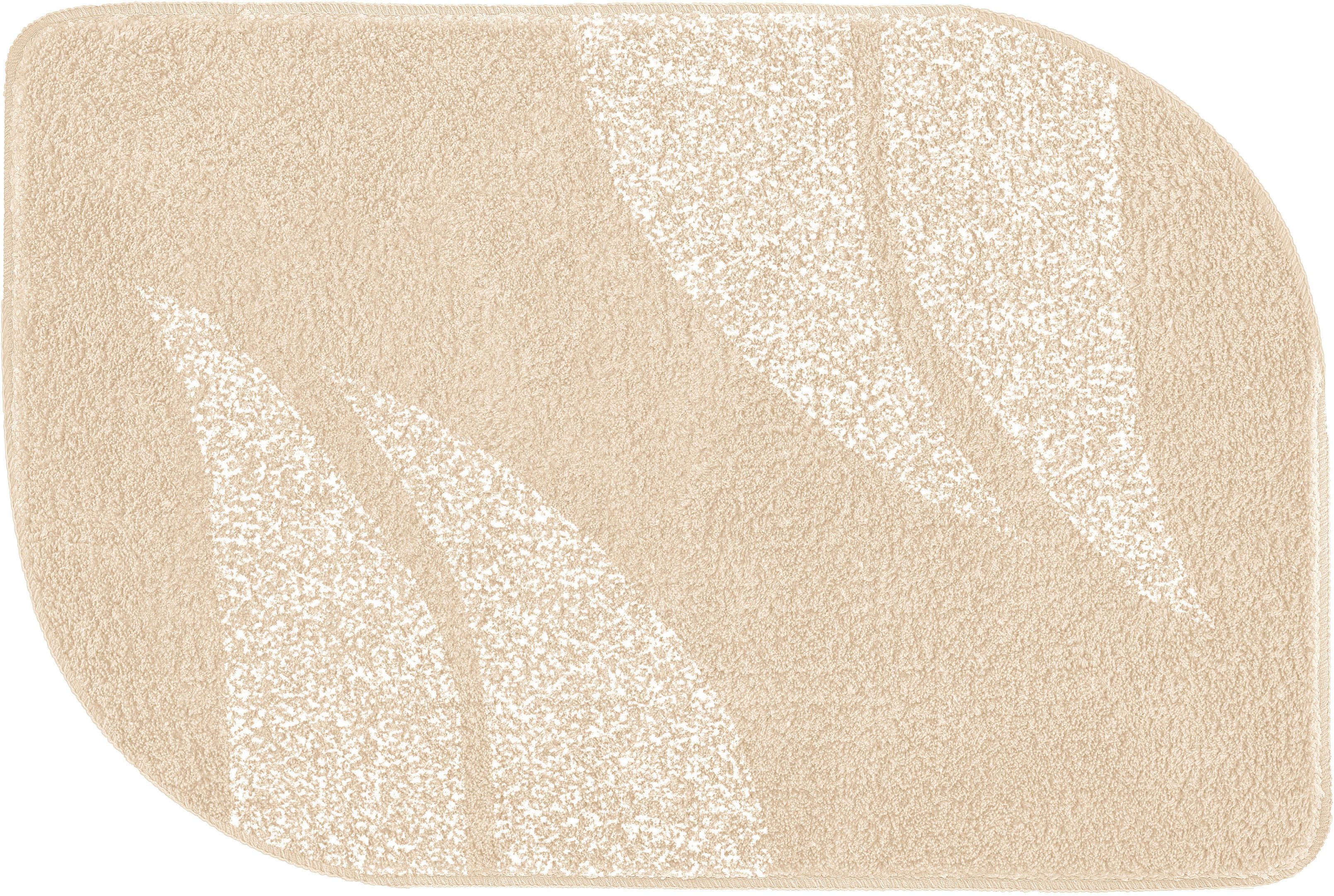 MEUSCH Badematte Greta, Badvorleger, Badezimmer Teppich, Höhe 20 mm, rutschhemmend beschichtet, fußbodenheizungsgeeignet, Polyester, wellenförmig, Badteppich mit dezentem, meliertem Blattmotiv