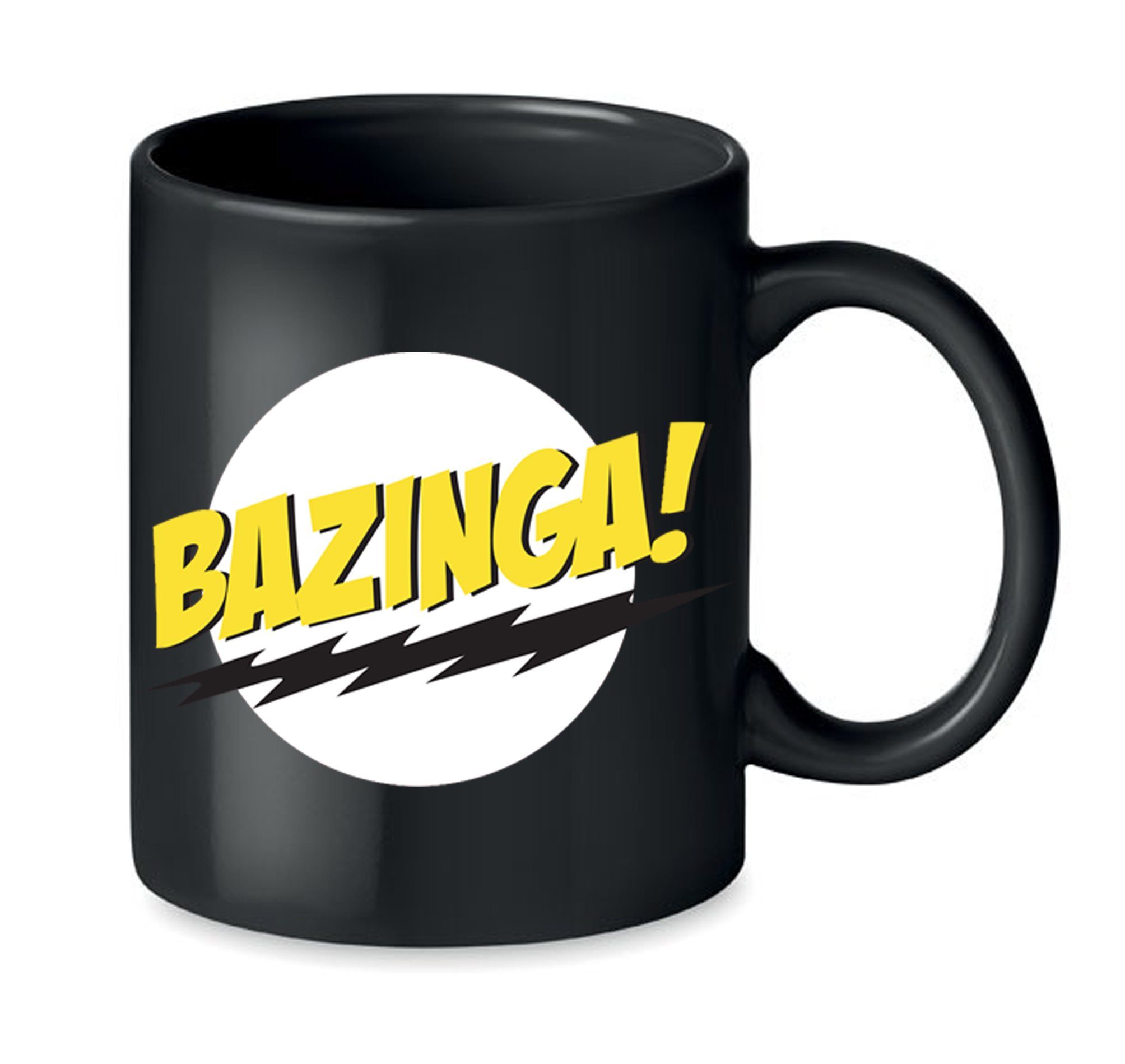 Blondie & Brownie Tasse Bazinga Logo Sheldon Big Bang Theorie, Keramik, Spühlmaschinenfest Schwarz